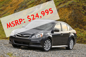 2010 Subaru Legacy: MSRP $25,000