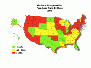 Workers' Comp Pure Loss Ratios by State, 2009