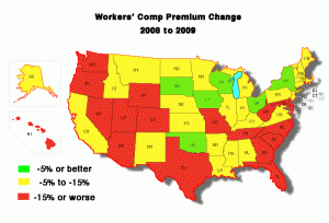 Workers Compensation Overall Premium Change, 2008 to 2009