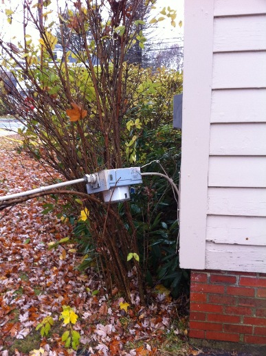 electrical Electric meter ripped from house by wind