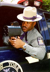 Police officer with radar gun