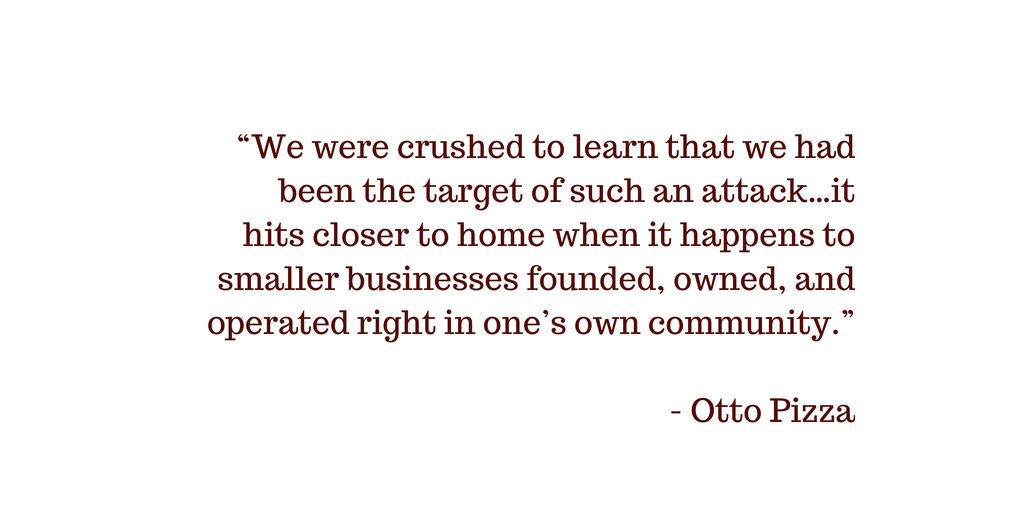 Quote from Otto Pizza about theft of their customers' data