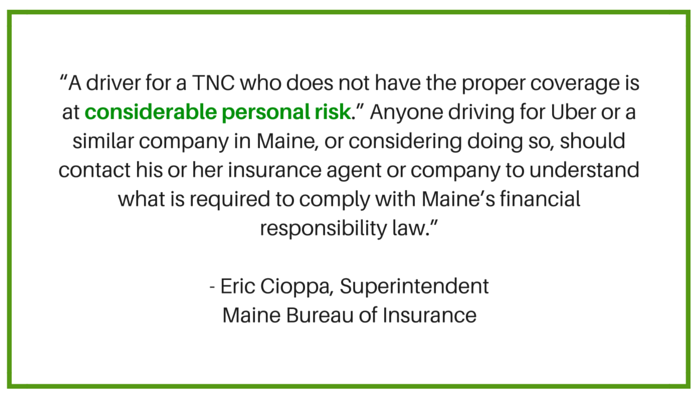 Uber insurance in Maine - quote from Eric Cioppa